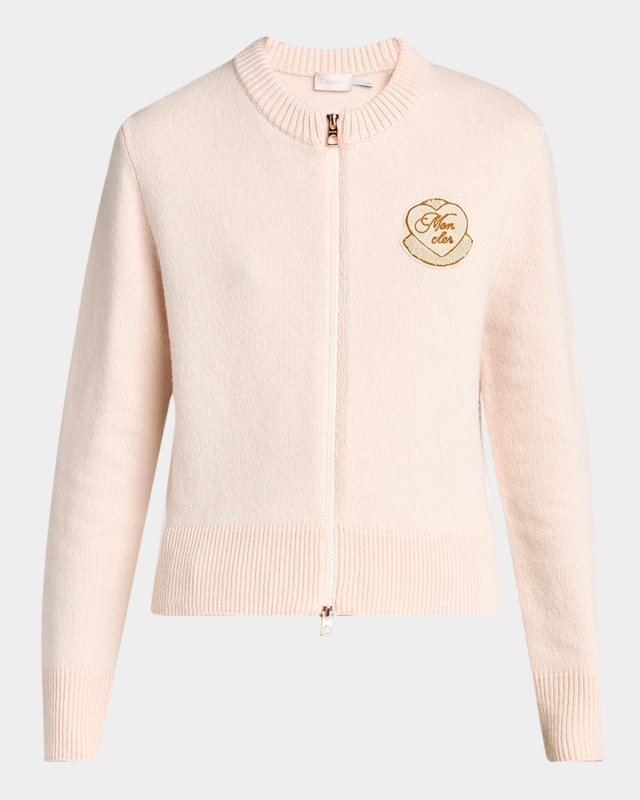 Wool-Cashmere Heart Patch Cardigan